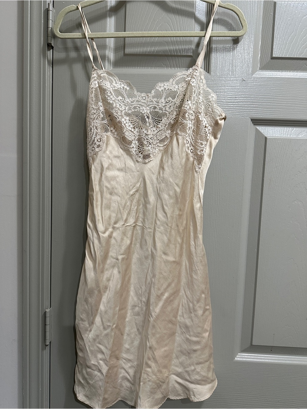 Patricia Fieldwalker Adagio Collection Ivory Lace-Trim 100% Silk Slip Chemise